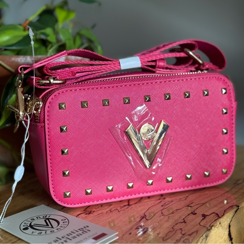 NWT Valentino Orlandi Pink Double Zip Camera Bag